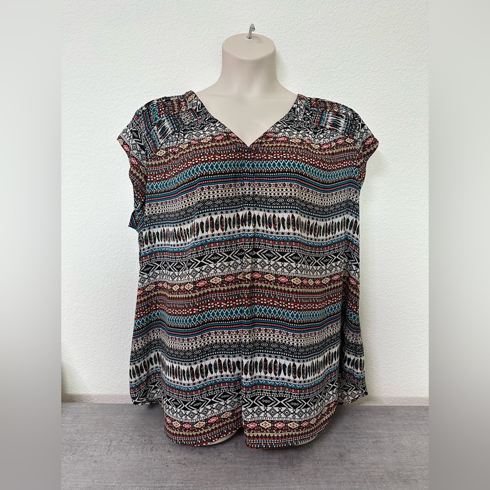 Women's Plus Daniel Rainn Multicolor Patterned Top 3X